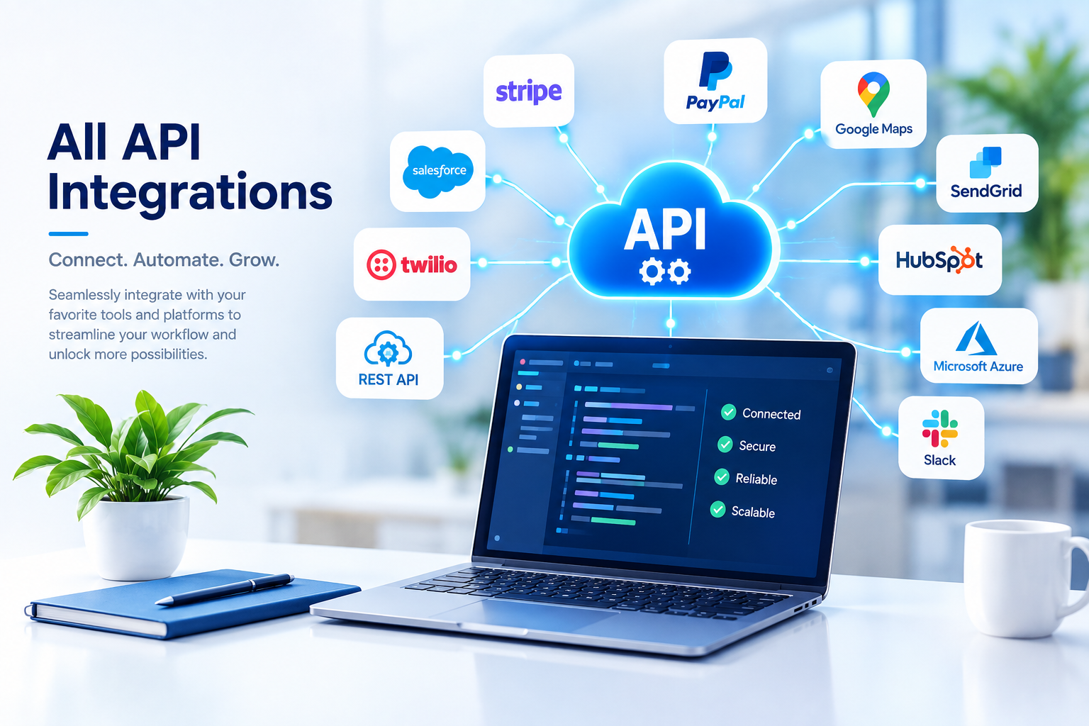 A central hub connected to multiple third-party API integrations
